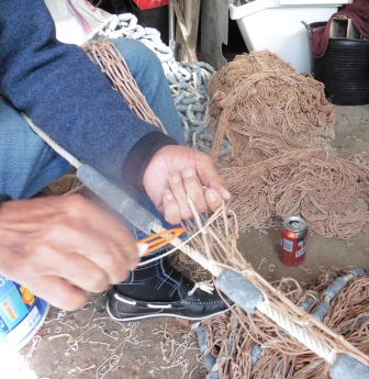 Salvador, Marbella fishing port's net making maestro at work